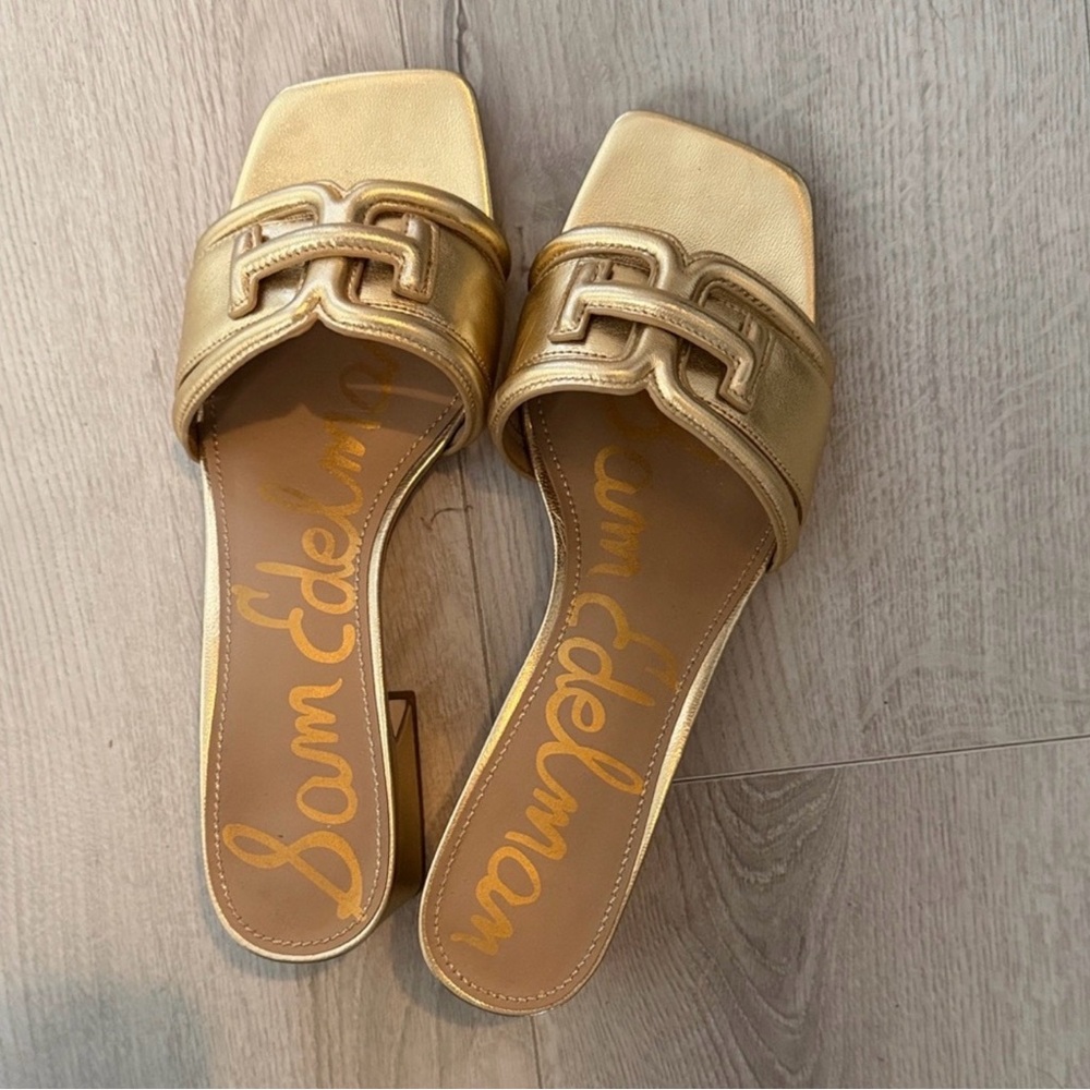 Sam Edelman Metallic Gold Slide Mules